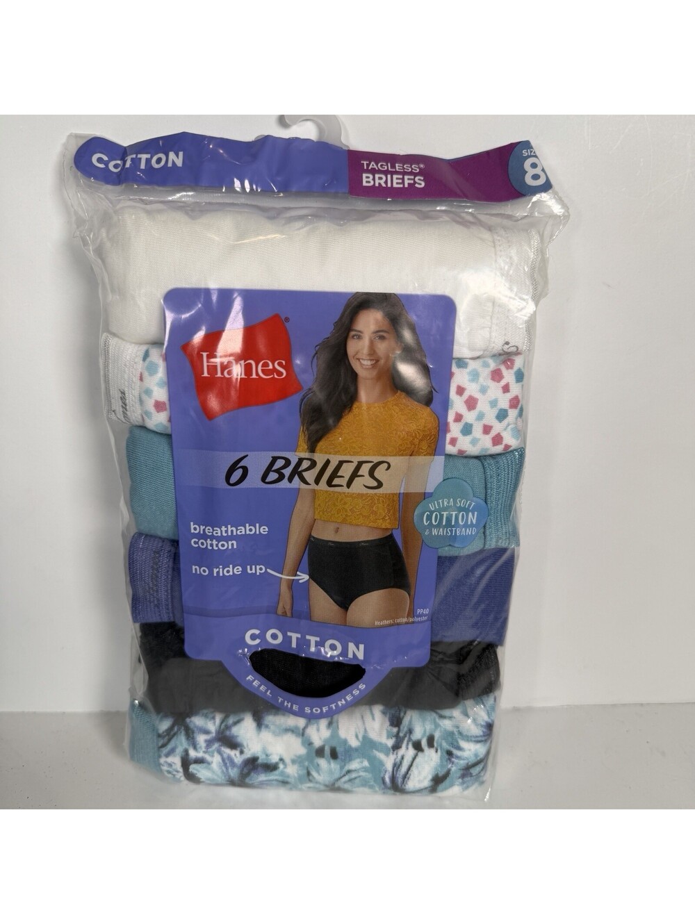 Hanes Underwear Womens Size XL 8 Briefs Breathable Cotton Tagless 6 Pairs